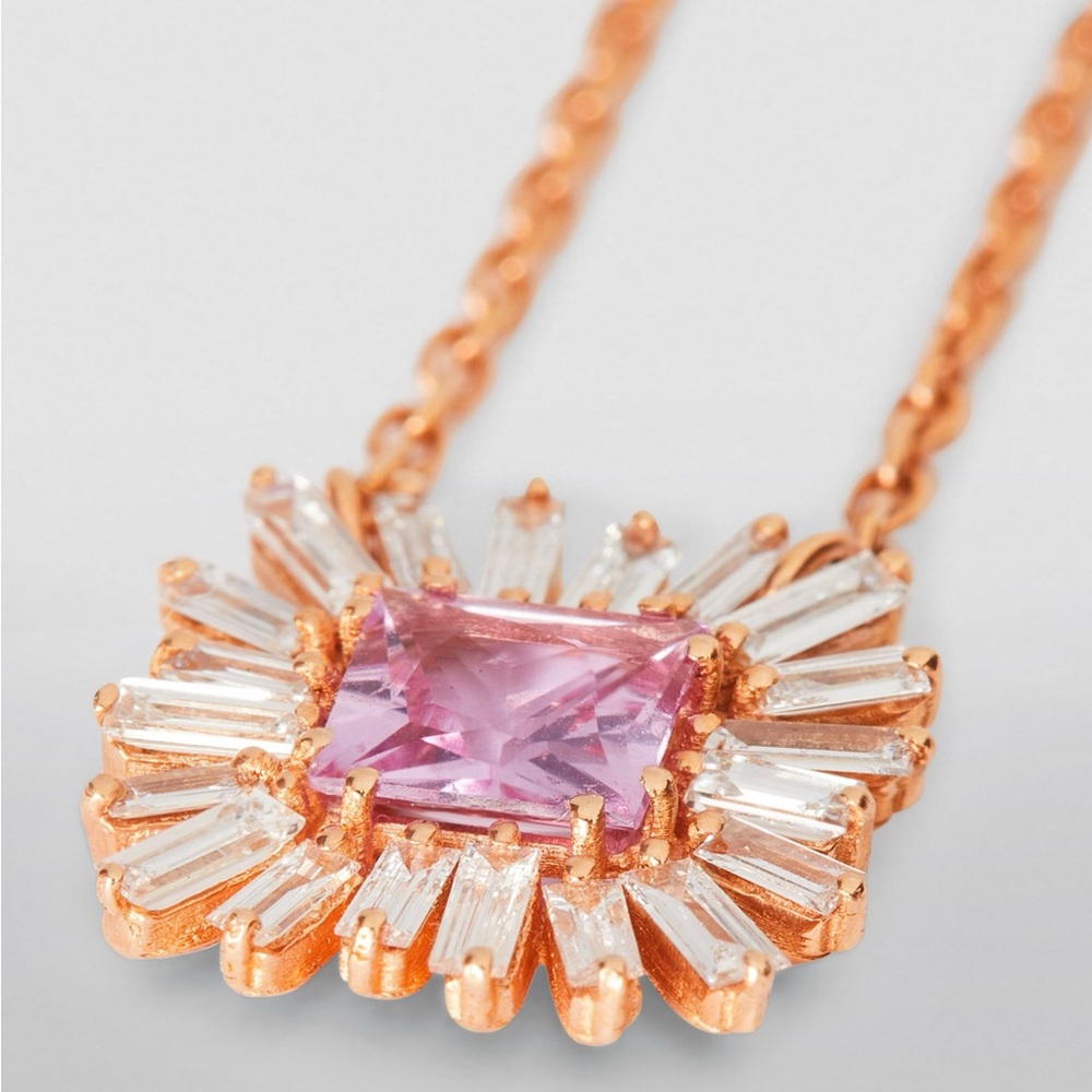 18k rose gold Suzanne Kalan ‘Spark’ pink sapphire necklace - Picture 3 of 11